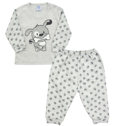 Pijama Longo Blusa com Silk e CalÃ§a Estampada