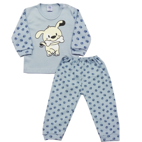Pijama Longo Blusa com Silk e CalÃ§a Estampada