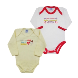 Kit 2 Bodies Manga Longa Com Transfer Frases Gospel