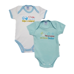 Kit 2 Bodies Manga Curta Com Transfer Frases Gospel