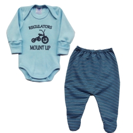 Conjunto Body Manga Longa com Silk e Culote Com PÃ© 